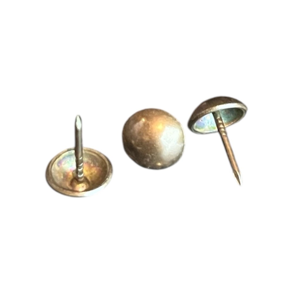 Brass Color  Smooth 7/16" Decorative Reinforcement Upholstery Tacks 200 Count